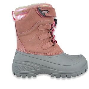 Khombu Pink and Gray Kids Snow Boots